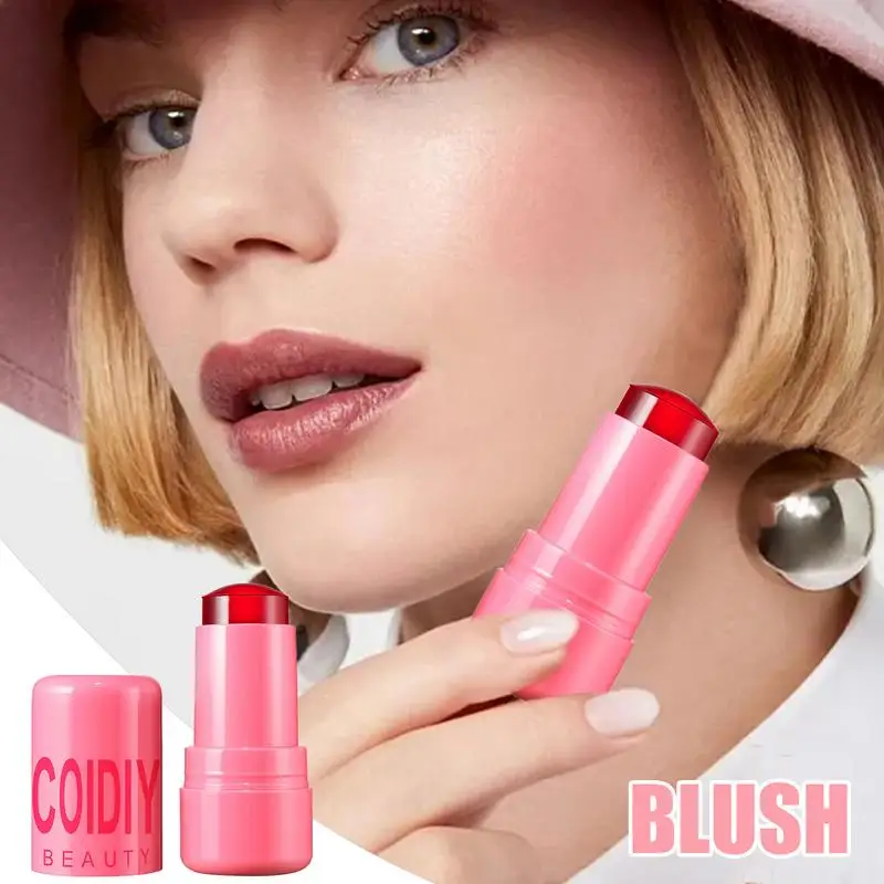 Jelly maquiagem em pó blush, natural de uso duplo, lábio, bochecha, vara de mancha, bálsamo labial, destaque da pele, blush rosto, uso diário