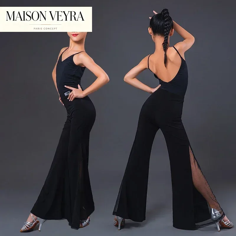 2025-latin-dance-pants-for-girls-children-fashion-mesh-flared-rumba-pants-cha-cha-samba-tango-latin-practice-clothes