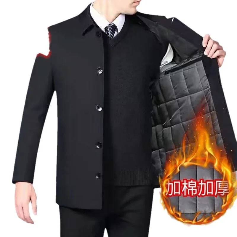 Padded Lapel Jacket Men's Winter Cotton Warm Top Thickened Cotton