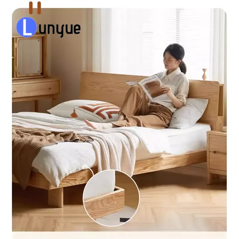 Modern Solid Wood Platform Bed Pine Birch Soft Upholstered Frame Customizable Logo Service Available for Bedroom