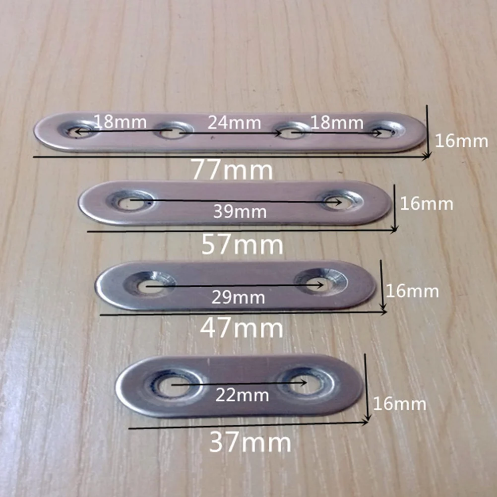 20PCS Stainless Steel Flat Straight Brackets 4- Hole Metal Brackets Mending Plates Repair Fixing Bracket Silver