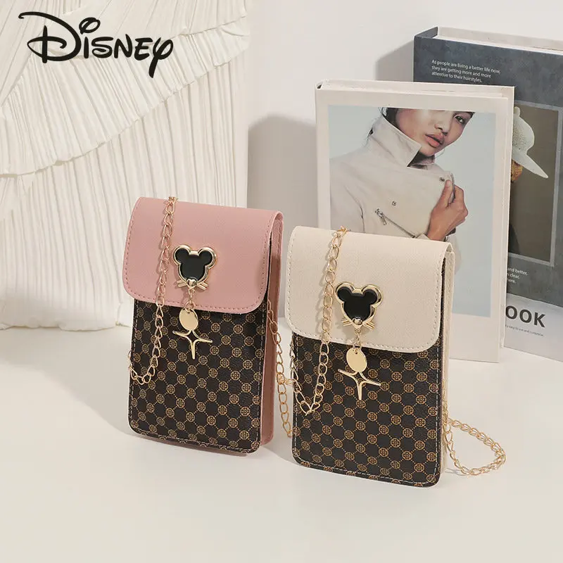 Disney Mickey New Women\'s Bag High Quality Fashion Women\'s Crossbody Bag Cartoon Versatile Chain Shoulder Bag Casual Mobile Bag