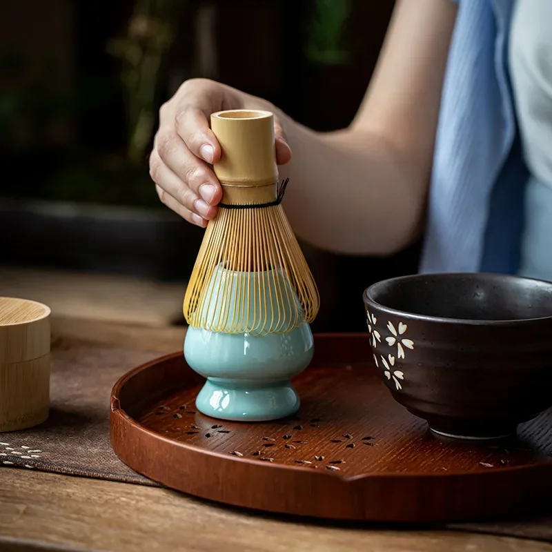 Service à thé japonais, fouet Matcha (Chasen), cuillère et cuillère à thé (Chashaku), accessoires en bambou