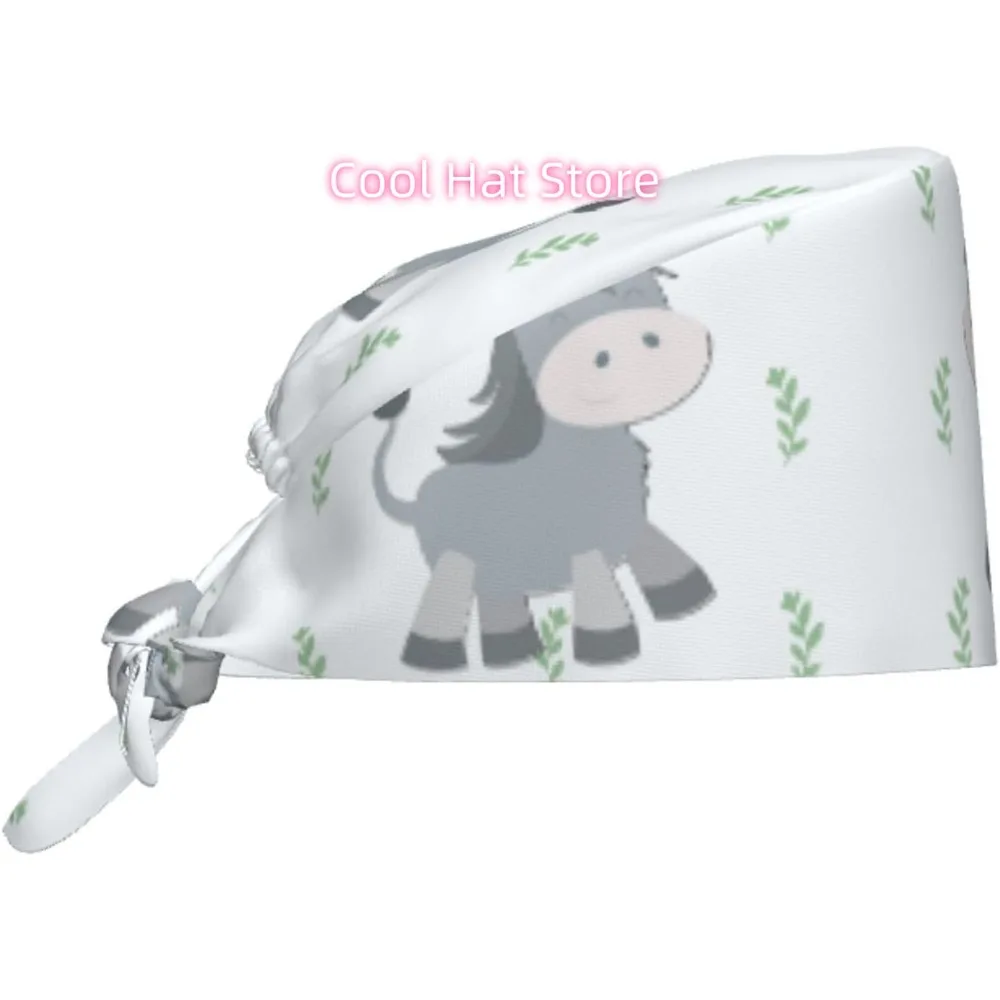 

Cleaning Working Cap Smiling Donkey Prints Chef Hat for Women & Men, Adjustable, Breathable Black