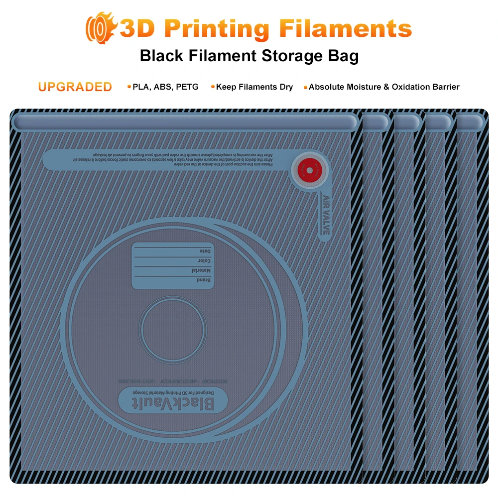 3D Printer Black Filament Storage Bag PLA ABS PETG Vacuum Bag Dryer Safekeep Humidity Resistant Sealing Bags Keep Filament Dry
