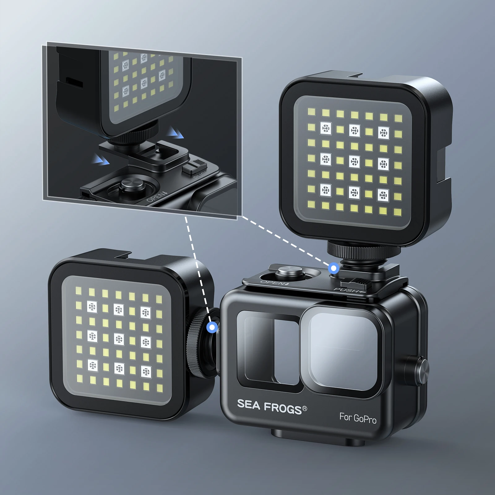 SeaFrog 60 متر سبائك الألومنيوم غلاف مقاوم للماء لـ Gopro 9 10 11 12 مع 2 حذاء بارد متوافق مع قوس الضوء 2025 #5