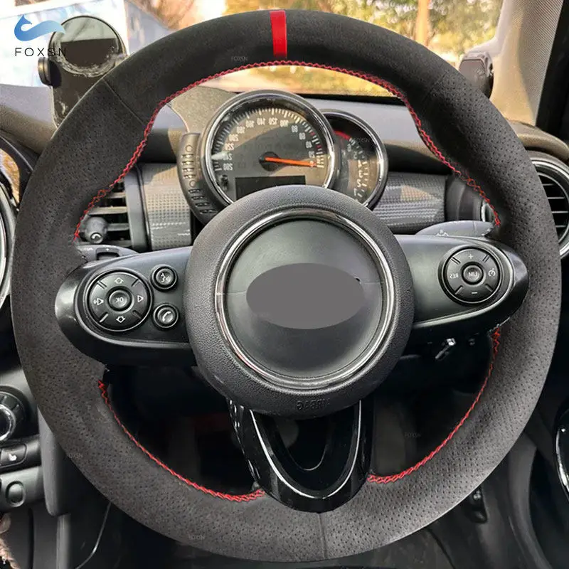 For MINI Cooper F54 F55 F56 F57 F60 R55 R56 R57 R58 R59 R60 R61 R50 R52 R53 Low-version Car Steering Wheel Suede Leather Cover