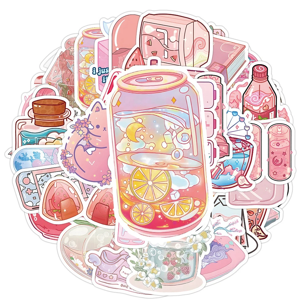 

10/30/50pcs Art Pink Graffiti Stickers Girls Cute Cartoon Sticker Decorative Scrapbooking Luggage Bike Phone Waterproof Toy Gift