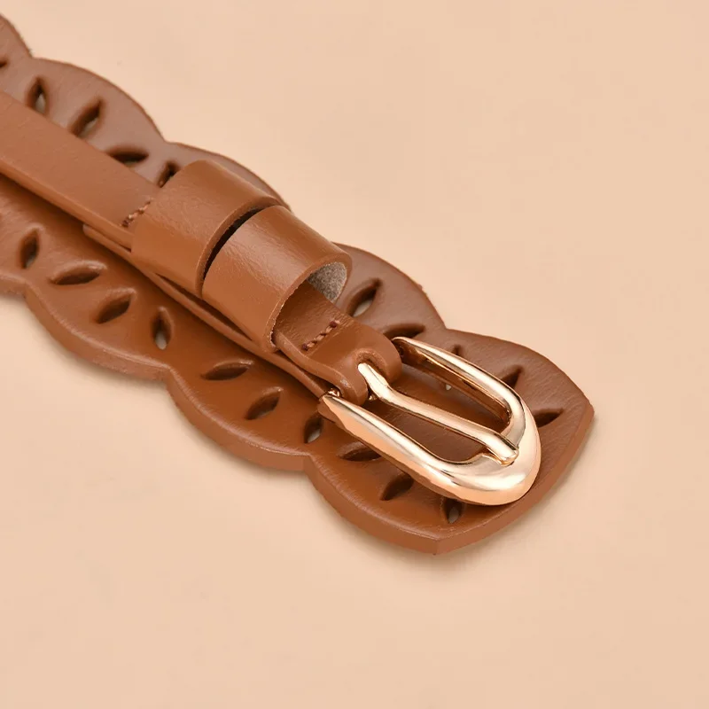 Cinturón gótico Vintage para mujer, abrigo de diseño de lujo, faja decorativa de cuero de vaca de alta calidad, pretina ancha para mujer