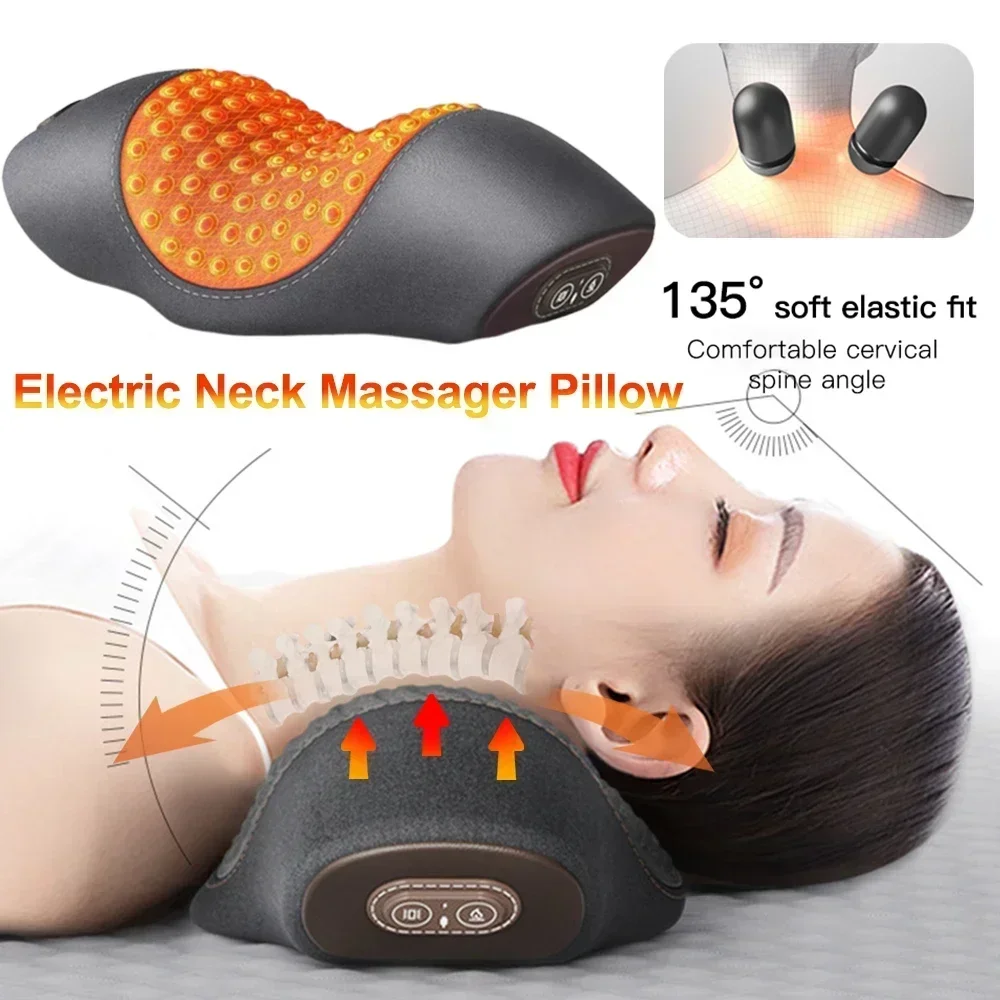 Cervical Pillow Sleeping Heating Vibration Pillow Protecting The Vertebrae and Assisting Sleep Massage Cylindrical Neck Pillow