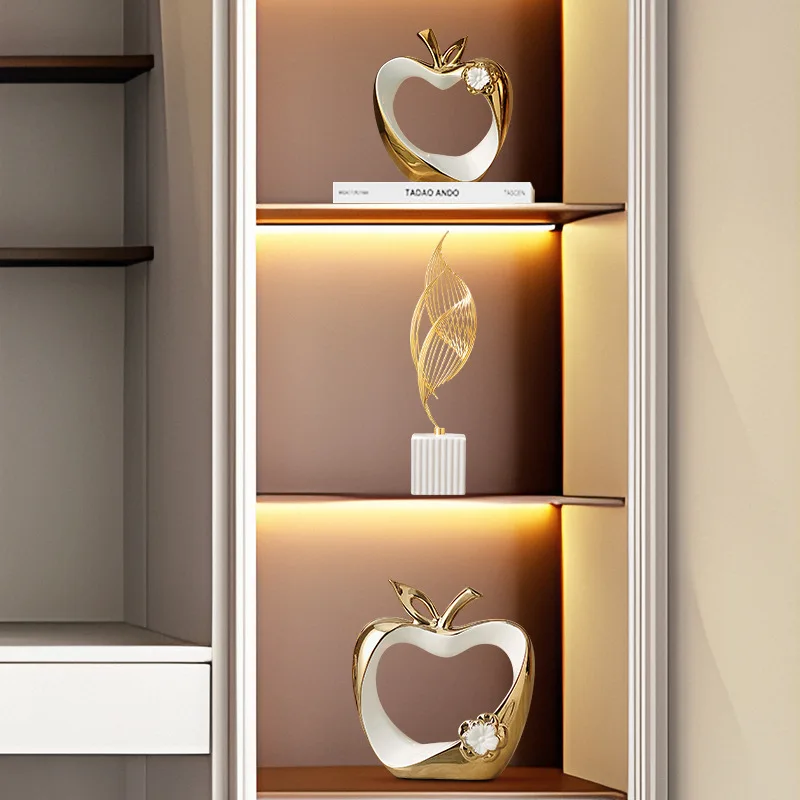 Golden Hollow Ceramic Handicrafts, Apple Model Sculptures, Crystal Balls, Foyer, Wine Cabinet, Interior Decoration Accessories view 3