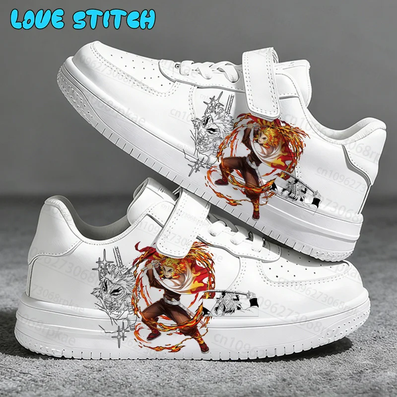 Rengoku Kyoujurou Boys Kids Casual Sneakers Non Slip Flat Walking Shoes Fashion Anime Style Daily Footwear Gift