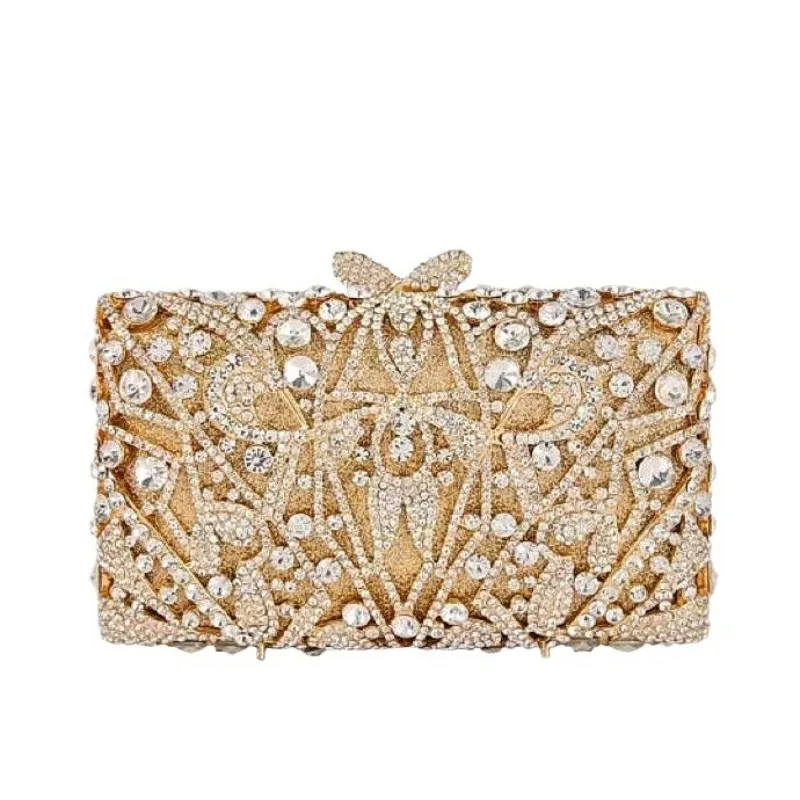 

Rhinestone Empty Metal Crystal Dinner Bag Handmade Diamond Women's Handbag Mini Crossbody Bag with Rhinestone Chain Botega Venta