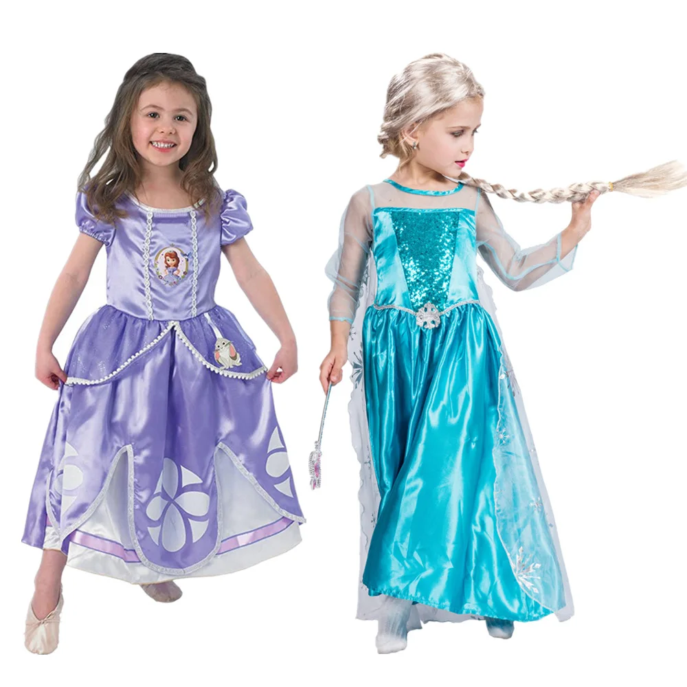 

Little Girls Snow Princess Dresses Children Halloween Queen Cosplay Costume Carnival Easter Purim Fancy Dress