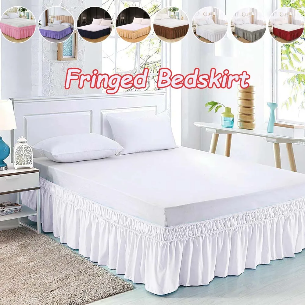 

Wrap Around Dustproof Bed Skirt Comfortable Bed Ruffle Fade Resistant Fringed Bedskirt Bed Protector Without Surface Couvre Lit