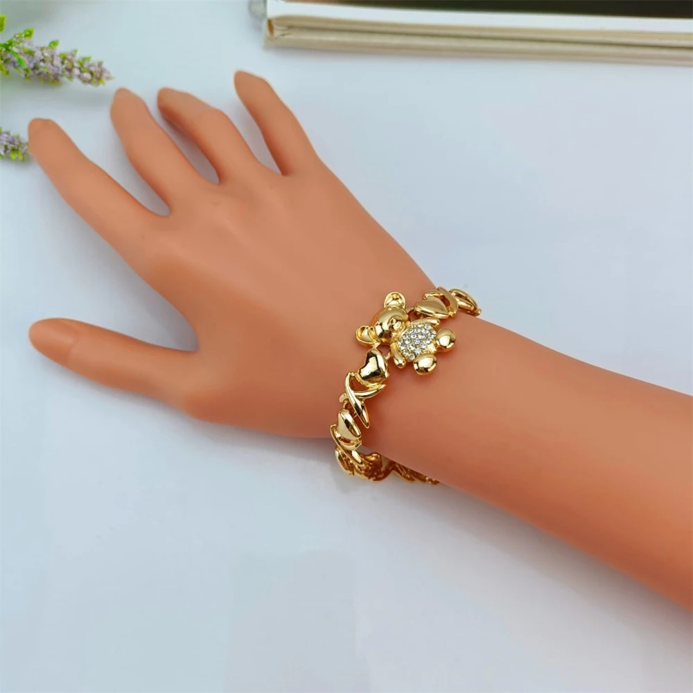 EMMA طقم مجوهرات أفريقي زفاف دبي ذهبي اللون الزفاف XOXO قلادة أساور أقراط مجموعات مجوهرات الدب النيجيري المغربي