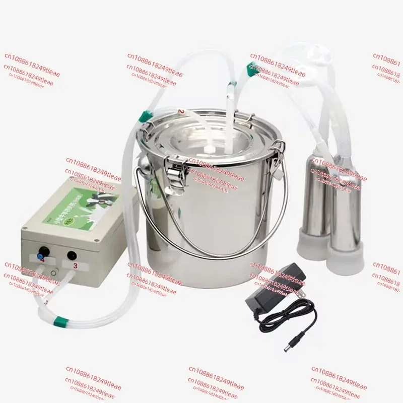 Milking Machine 5L Automatic Pulse Milking Farm Cow Goat Sheep Vacuum Pump Bucket Farm Breeding Equipment intensity adjustment.