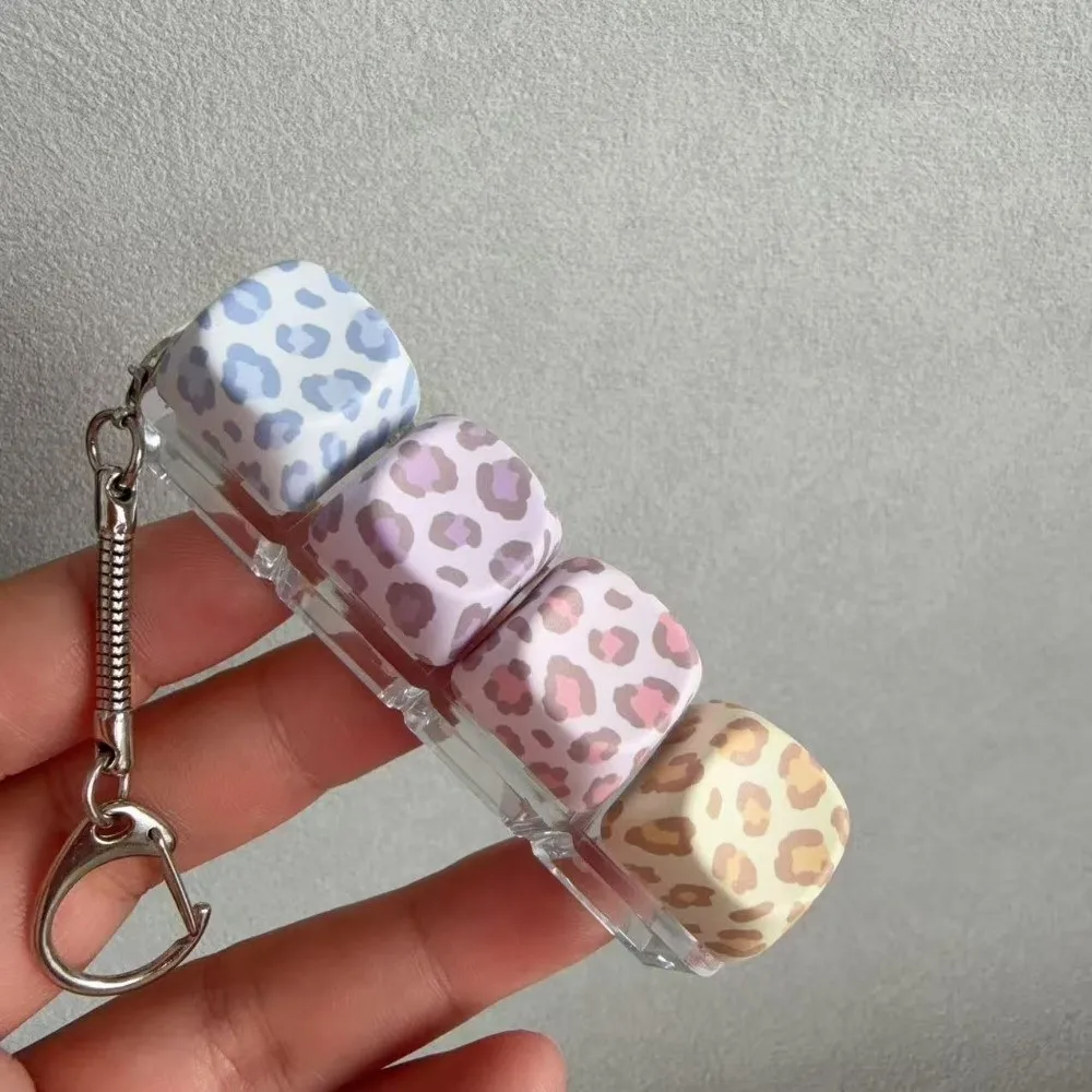 PBT Material 4‑Key Fidget Keychain LED Light Click Sound Decompression Keyring Snake Bone Chain Portable Design