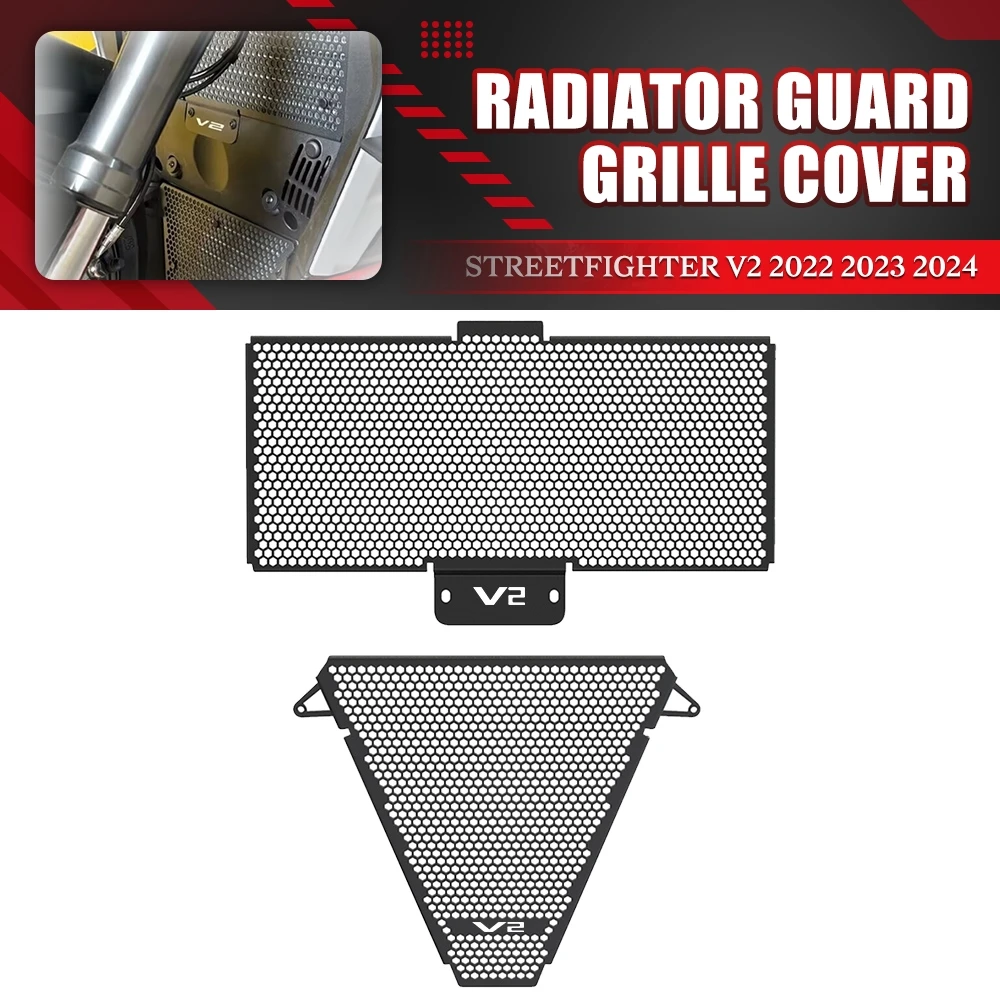 

Motorcycle Radiator Grille Guard Engine Cooler Tank Cover Mesh Protection Set Accessories FOR Ducati Streetfighter V2 2022-2023