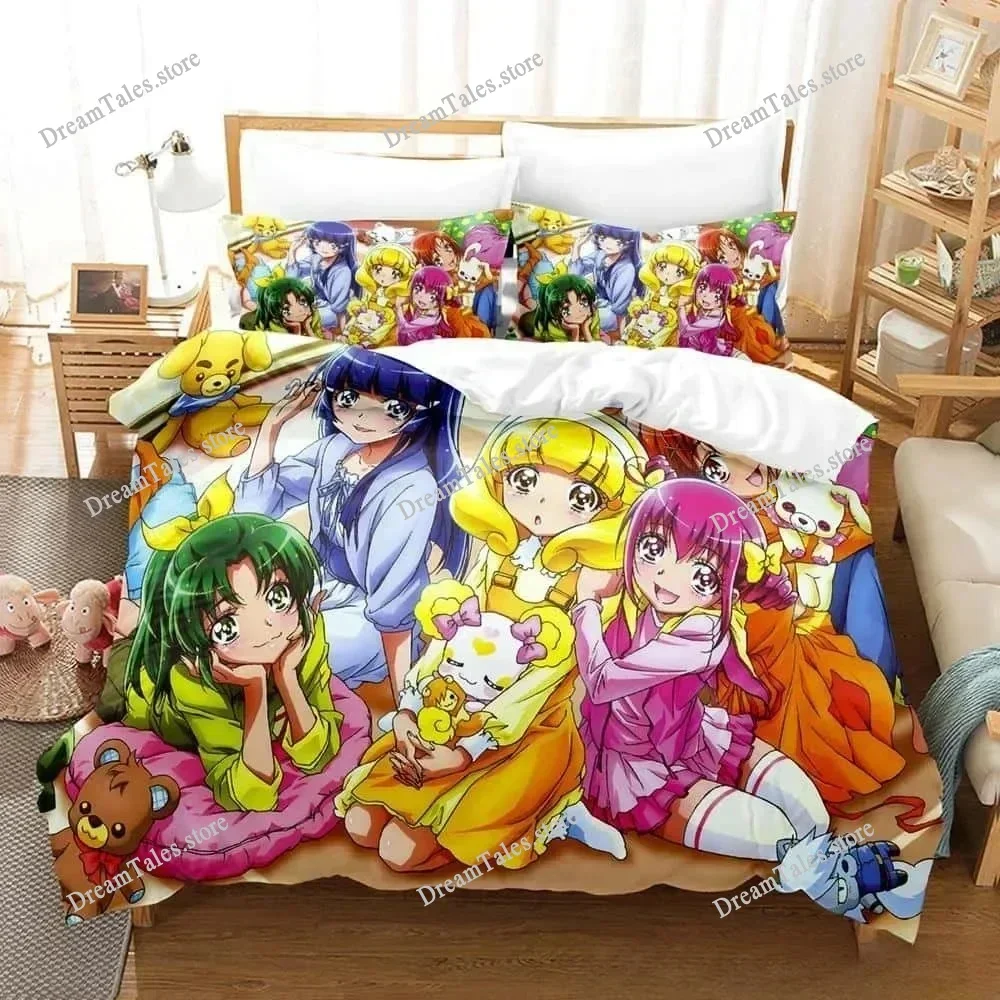 

New 3d Anime Kawaii Grils Smile PreCure! Bedding Set Single Twin Full Queen King Size Bed Set Adult Kid Bedroom Duvet Cover Sets