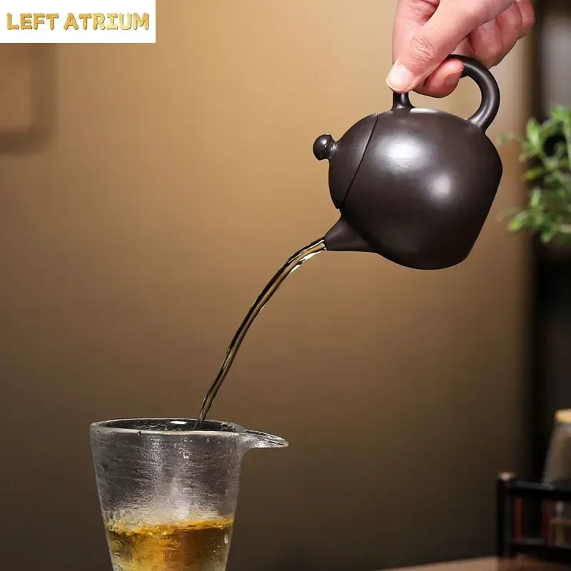 

90ml Chinese Yixing Small Capacity Purple Clay Teapot Handmade Dragon Egg Tea Pot Raw Ore Black Mud Kettle Zisha Tea Set Teaware
