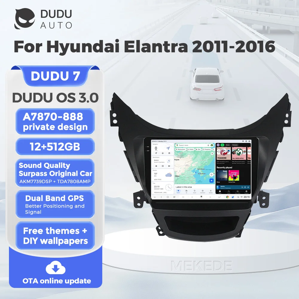 DUDUAUTO DUDU7 DUDU6 Wireless Carplay Car Radio for Hyundai Elantra 2011-2016 Multimedia Player A7870-888 Intelligent Systems