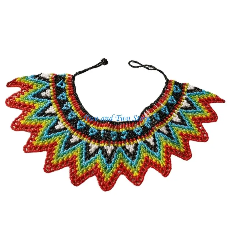 HX6F Contemporary Geometric Beaded Lariat Necklace Edgy Modern Jewelry Accessories Casual Or Formal Outfit Enhancer
