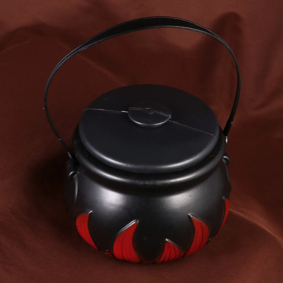 

Halloween Black Plastic Cauldron Candy Bucket Witches Treat Holder Lightweight Portable Halloween Decor Candy
