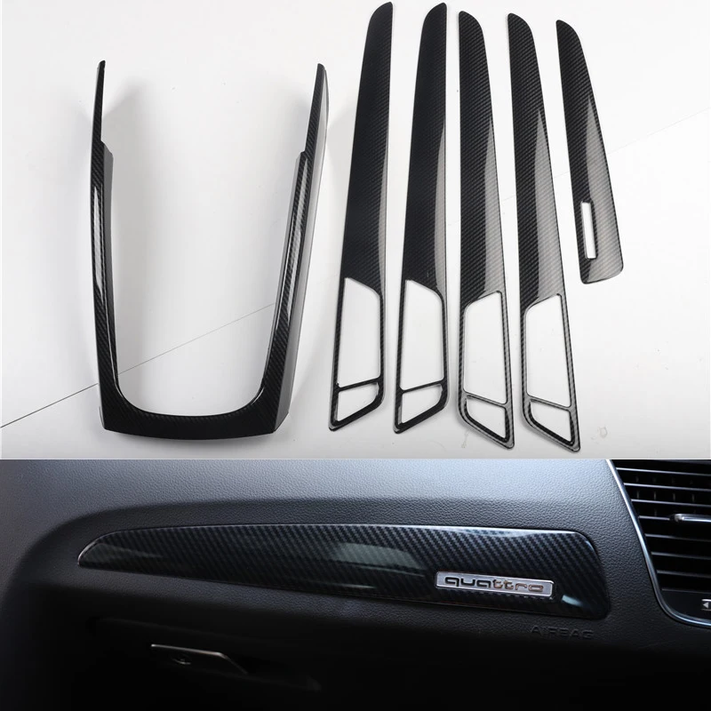 carbon fiber car Gear trim frame water cup frame co-pilot crossbar door trim for Audi Q5 2010 2011 2012 2013 2014 2015 216 2017