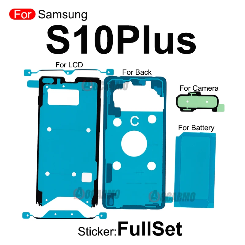 Autocollant Fullset pour Samsung Galaxy S10 Lite Plus S10 + S10 5G S10E, écran LCD avant et batterie arrière, colle adhésive de remplacement