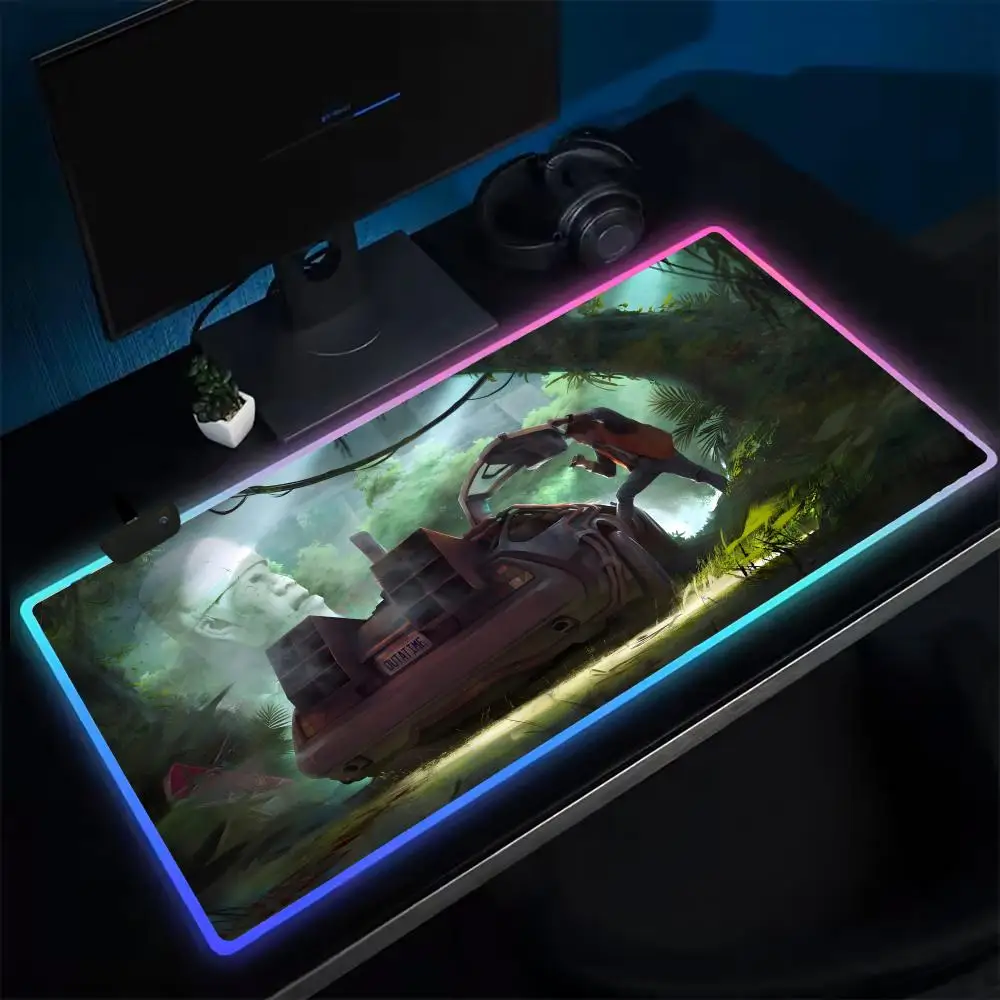 Movie B-Back To The Future Mouse Pad Anime Gaming Mouse Pad LED Table Pads Backlit Rubber Desktop XXL Mousepad RGB Desk Mats