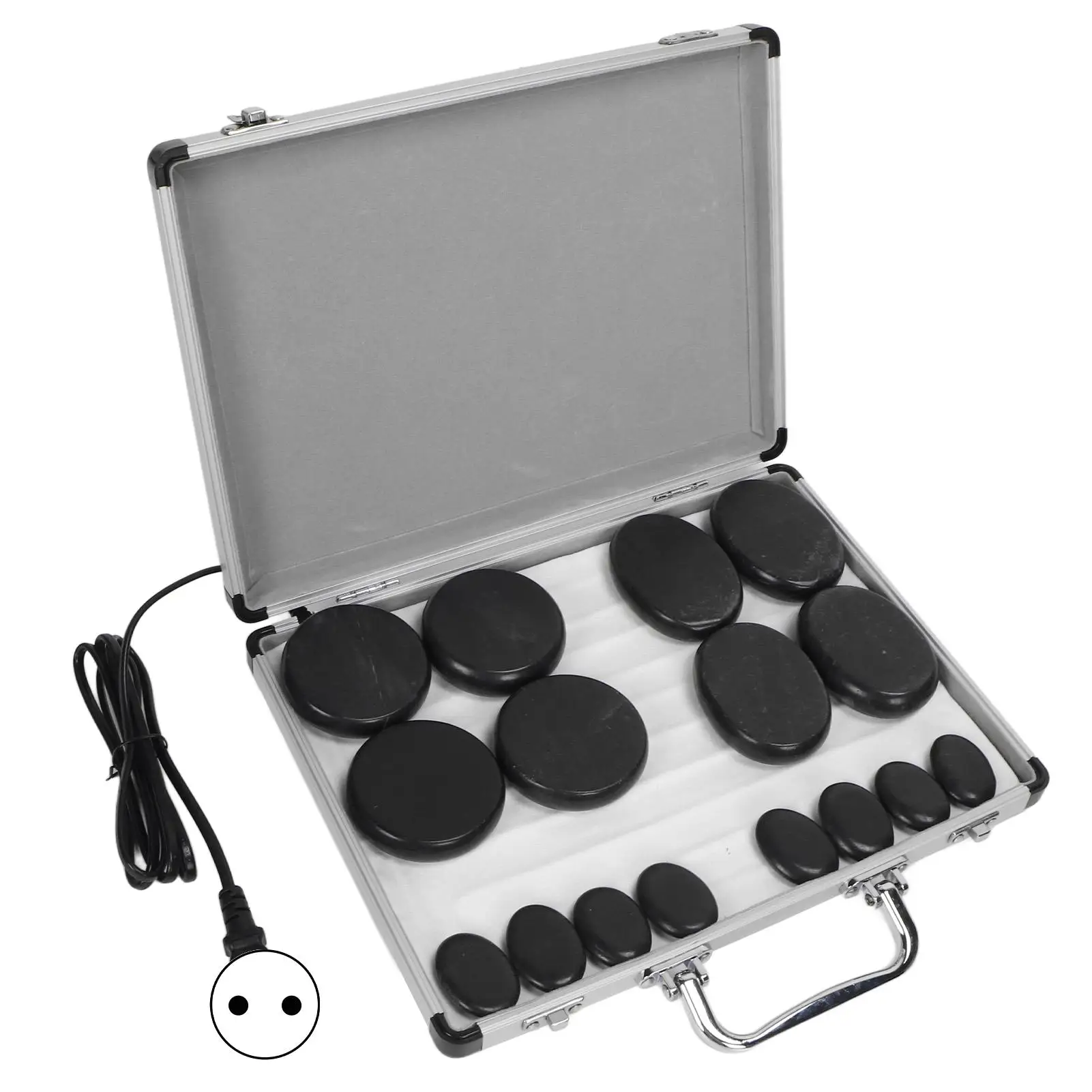 16pcs Essential Oil Massage Stones Waterless Heating Therapy with Aluminum Box