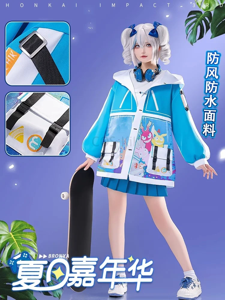 COS-KiKi Honkai Impact 3rd Bronya Zaychik Summer Festival Game Suit Lovely Cosplay Costume Halloween Carnival Party Outfit Women