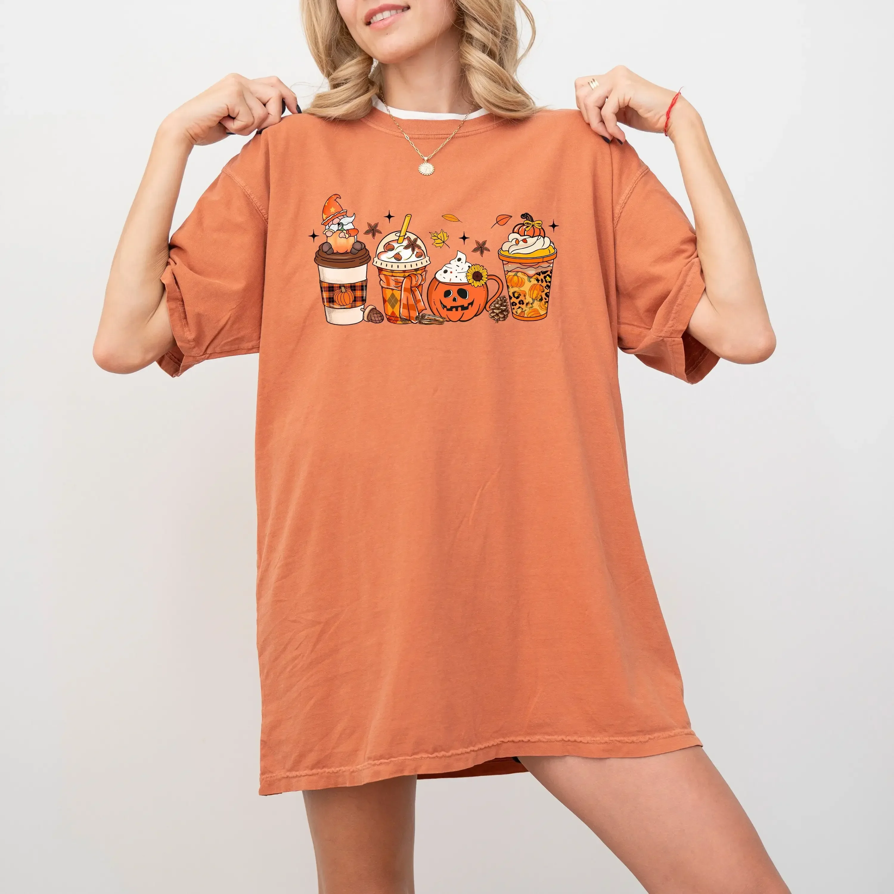 Fall Coffee Cup Halloween  T Shirt Retro Autmn Vibes Autumn