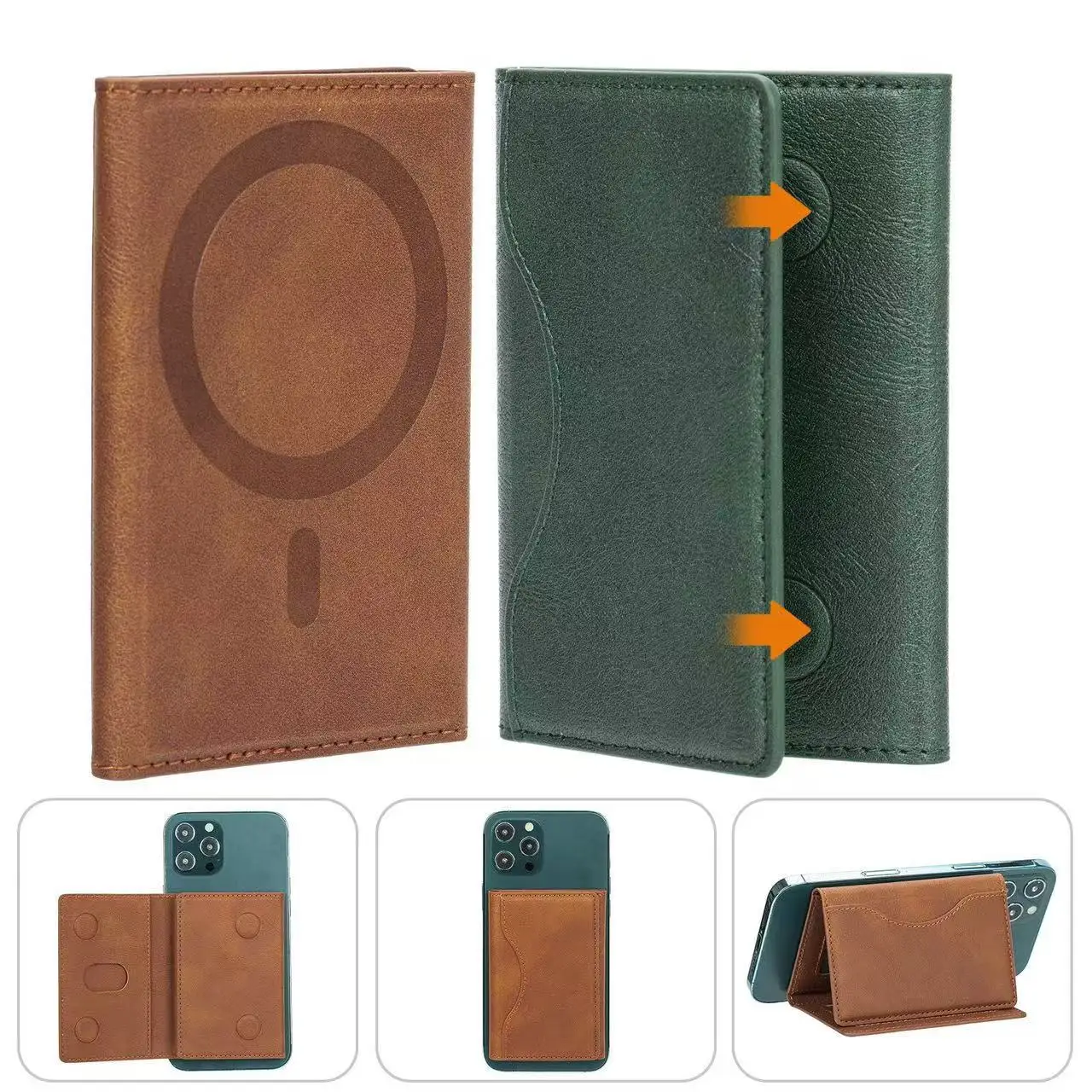 Magnetischer Kartenhalter für iPhone 12-17 Serie 3-in-1 Faltbarer Ständer, Brieftasche für Ausweis und Bankkarten, Dünnes Tragbares Reise- und Pendler-Zubehör