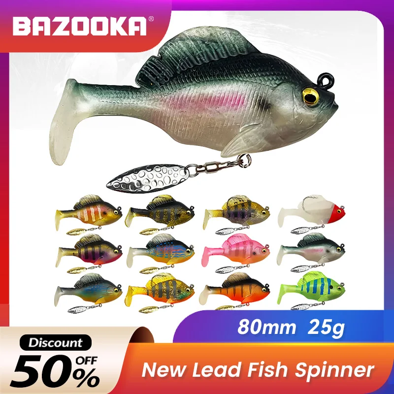 

Bazooka Fishing Lure Swimbait VIB Jig Head T Tail Lead Rotating Wobbler Silicone Bait Sinking Pike Shad Carp Bass Winter Tackle