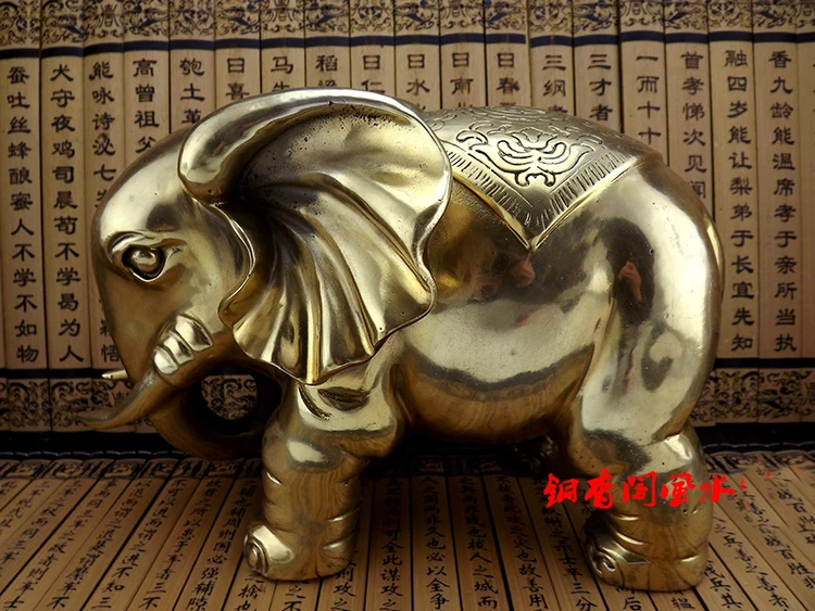 30CM large home Porch lobby efficacious Mascot thriving business bronze Elephant FENG SHUI art Statue