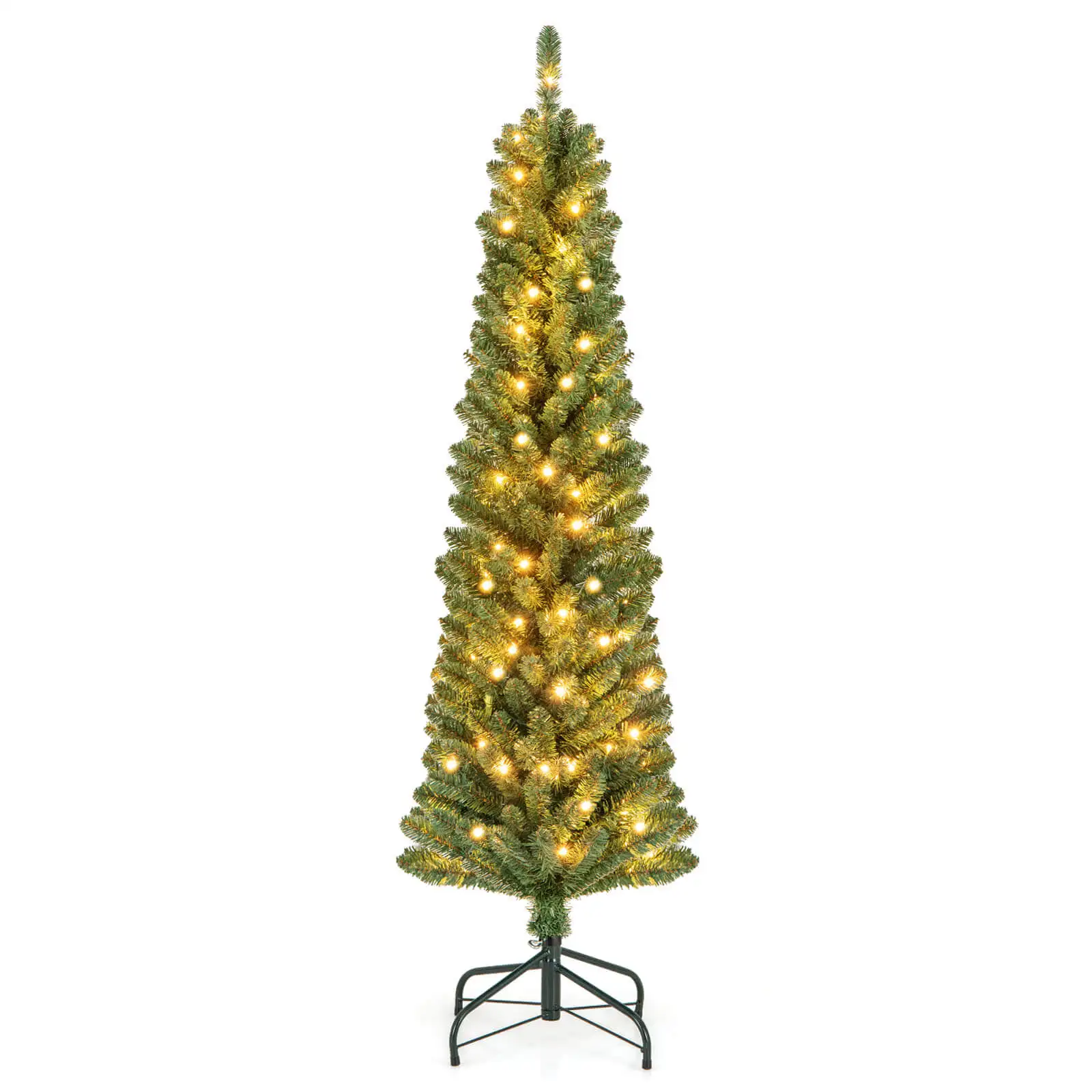 

5 FT Pencil Christmas Tree w/295 Memory Wire Branch Tips 110 LED Lights for Home