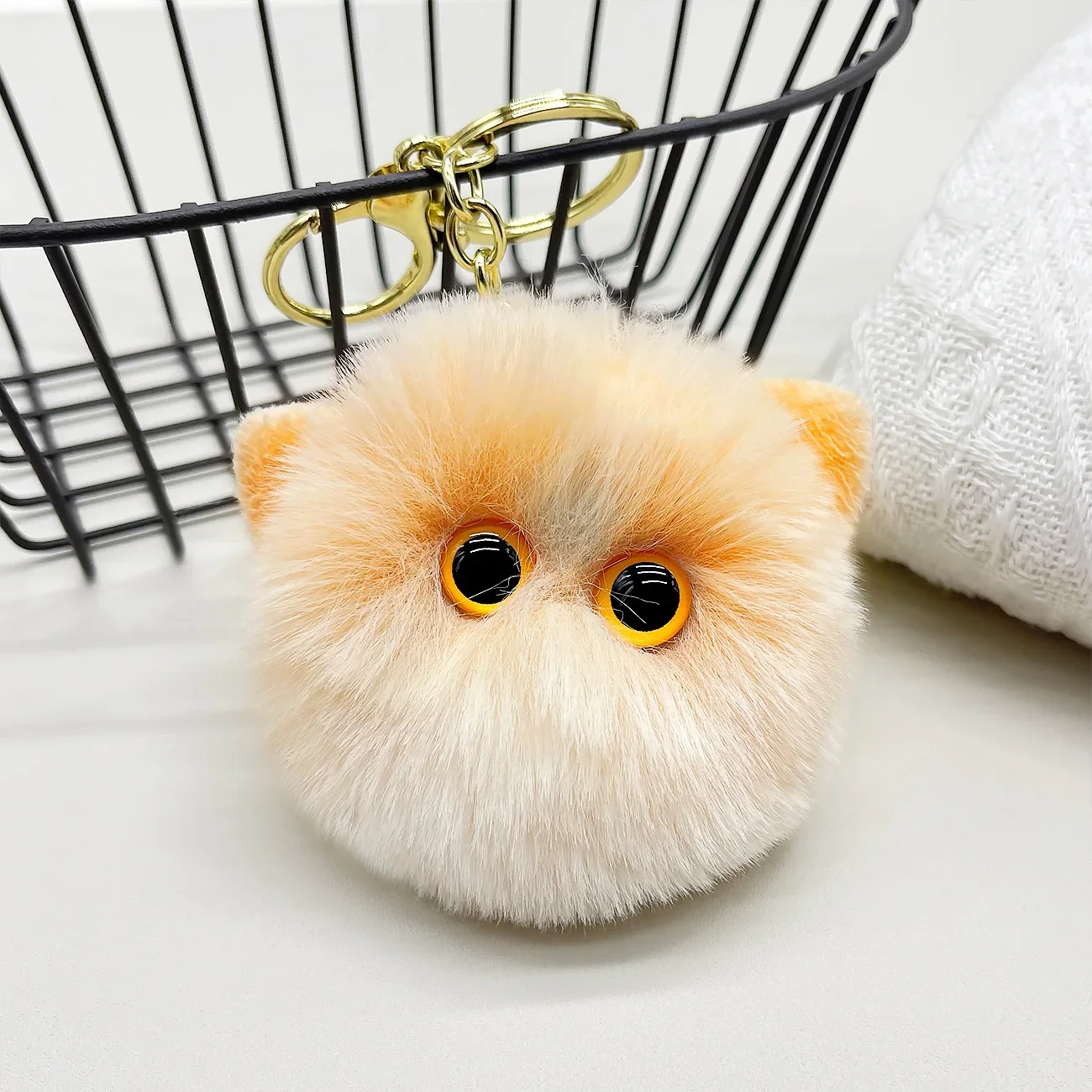 Fancy&Fantasy Fur Pom Pom Key Chain Fluffy Bunny Keychain Chaveiro Faux Cat Hair Bulb Bag Car Ornament Fur Ball Key Ring