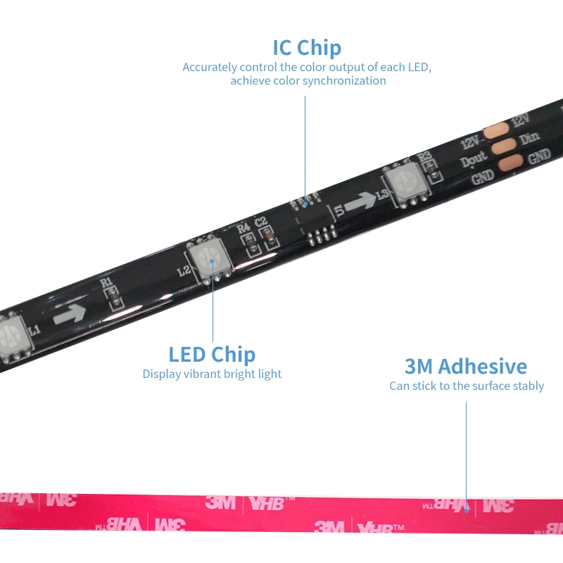 STTL 3.8m Smart LED TV Backlight Kits 4K UHD 60HZ HDMI 2.0 Sync Box RGBIC IP65 12V 30LEDs/m Light Strip for 55-65 Inch TVs