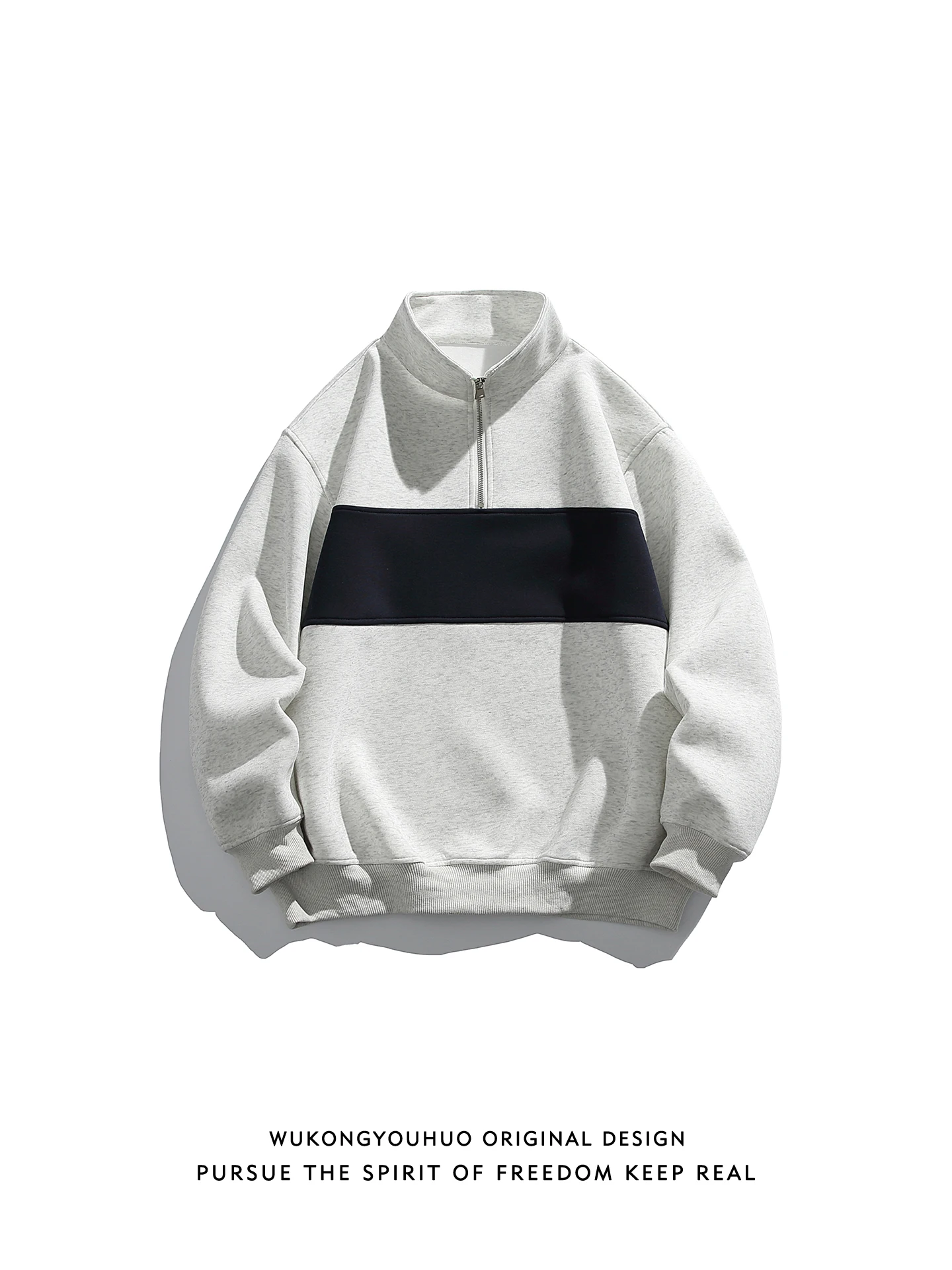 

Мужская свободная толстовка на молнии с воротником-стойкой, весенняя коллекция, повседневная, из смесового хлопка и полиэстера, для пар