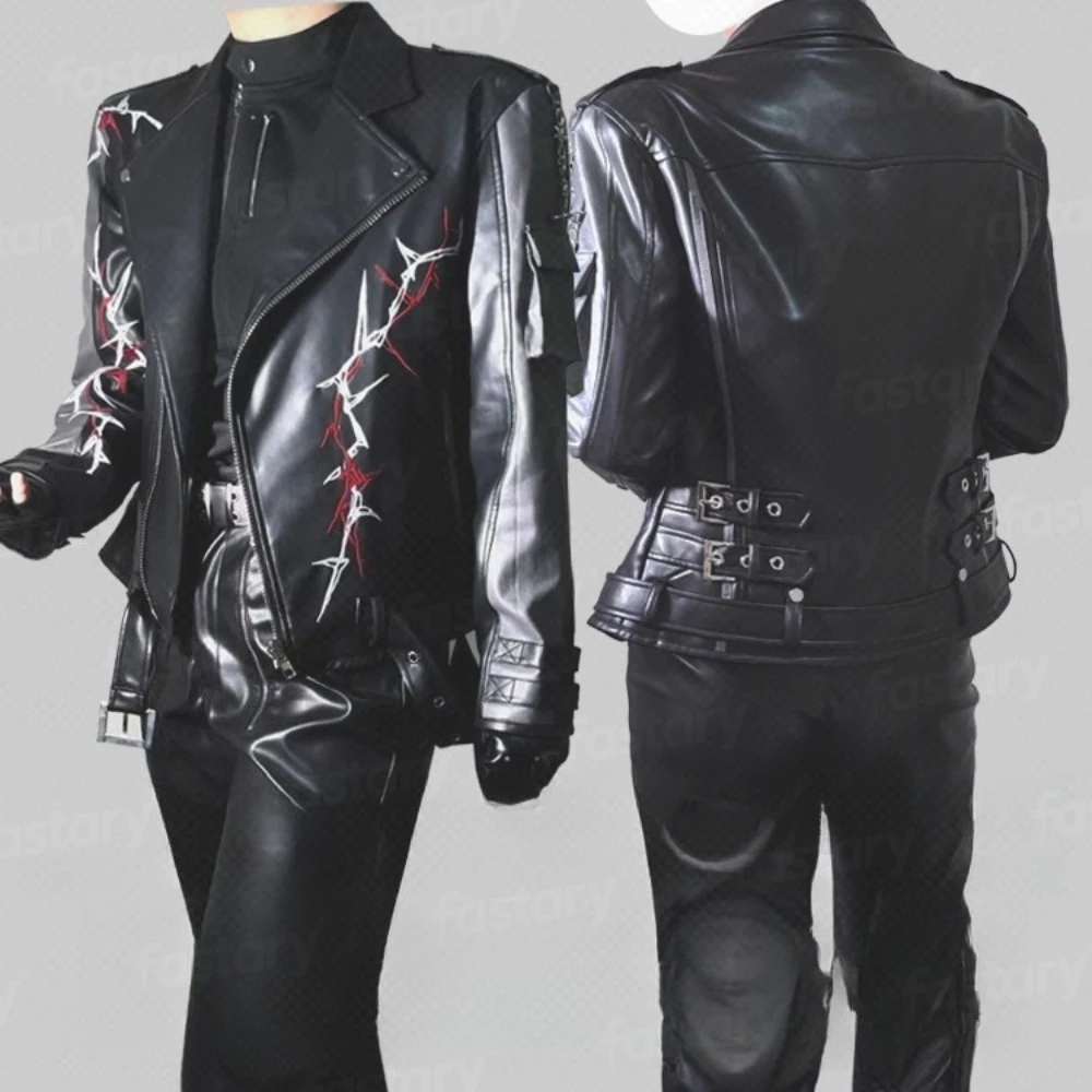 Love And Deepspace Sylus Cosplay Costume Adult Unisex PU Jackets Long Sleeve Casual Top Bomber Coat for シン 진운 Halloween Clothes