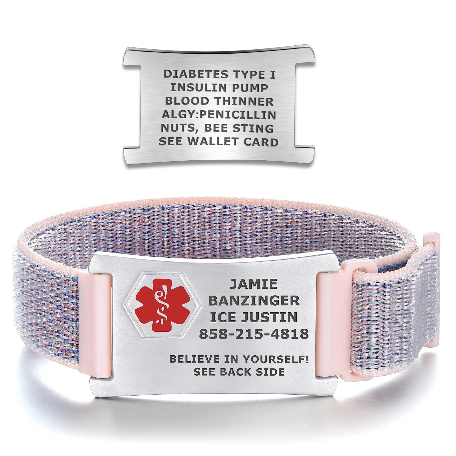 Adjustable Medical Alert ID Bracelets Stainless Steel Emergency First Aid Laser Engraving Health Help Wrist Strap