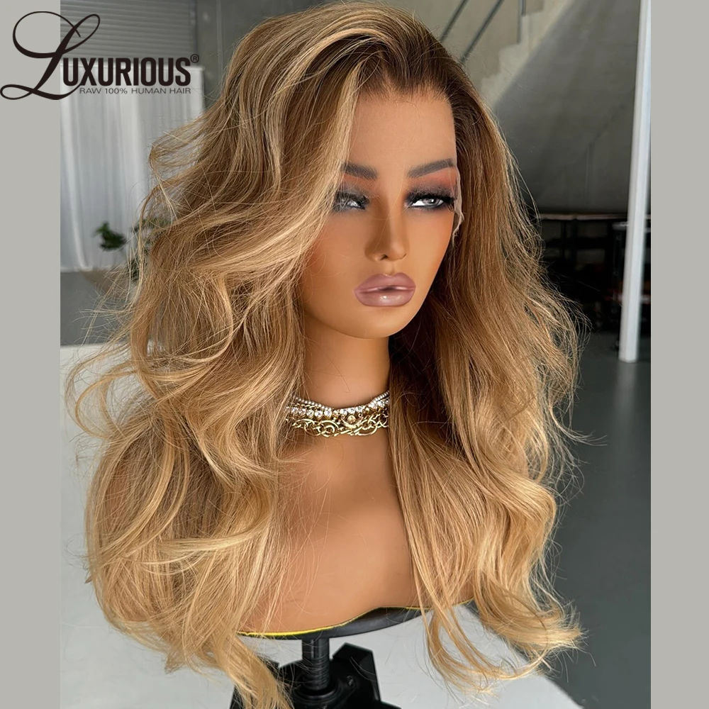 Old Money Blonde Inspired Layered Colored Human Hair Wigs Pre-Cut Lace Wig 13x4 Lace Front Wig Put On And Go Wig Pre Plucked180%