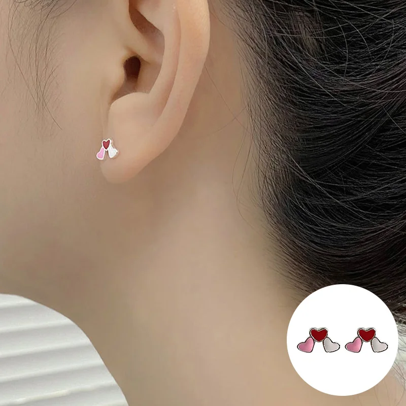 

100% 925 Sterling Silver Love Heart Earring for Women Girl Fashion Romantic Small Design Jewelry Birthday Gift Dropshipping