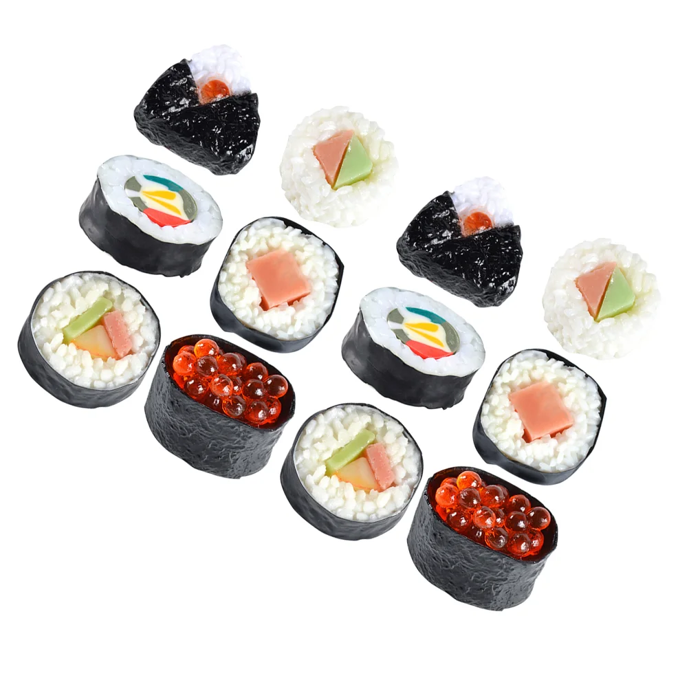 

12 Pcs Simulated Food Artificial Sushi Model Playing House Simulation Fake Toy Pvc Kitchen Toys