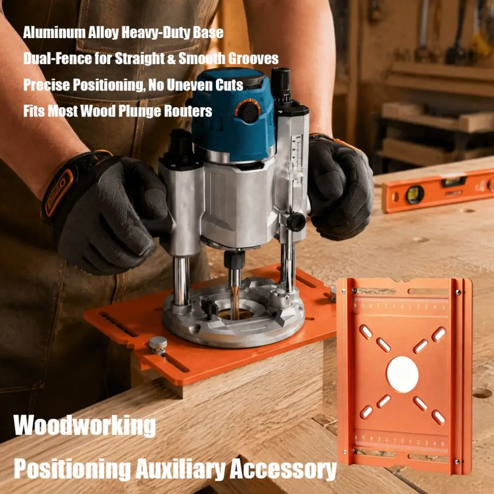 Aluminum Alloy Router Base Plate Dual-fence Plunge Router Woodworking Router Base Plate 210mm* 168mm Router Guide Fence