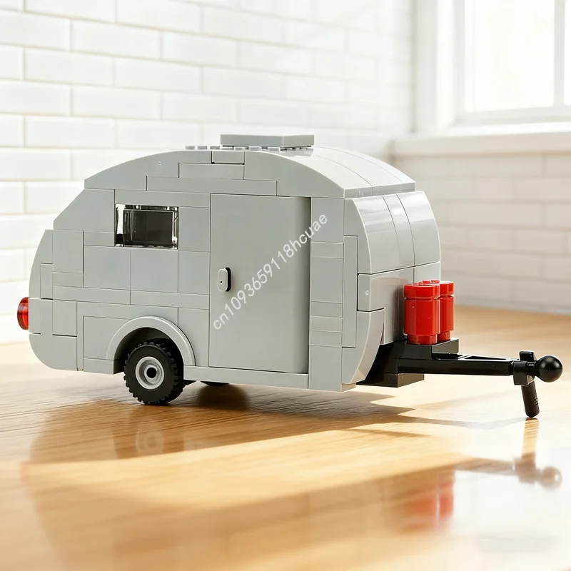 

126 шт. MOC, винтажный кемпер, прицеп, городская модель, строительные блоки, рождественский подарок, конструкция, сборка, игрушки «сделай сам», кирпич, детский день рождения