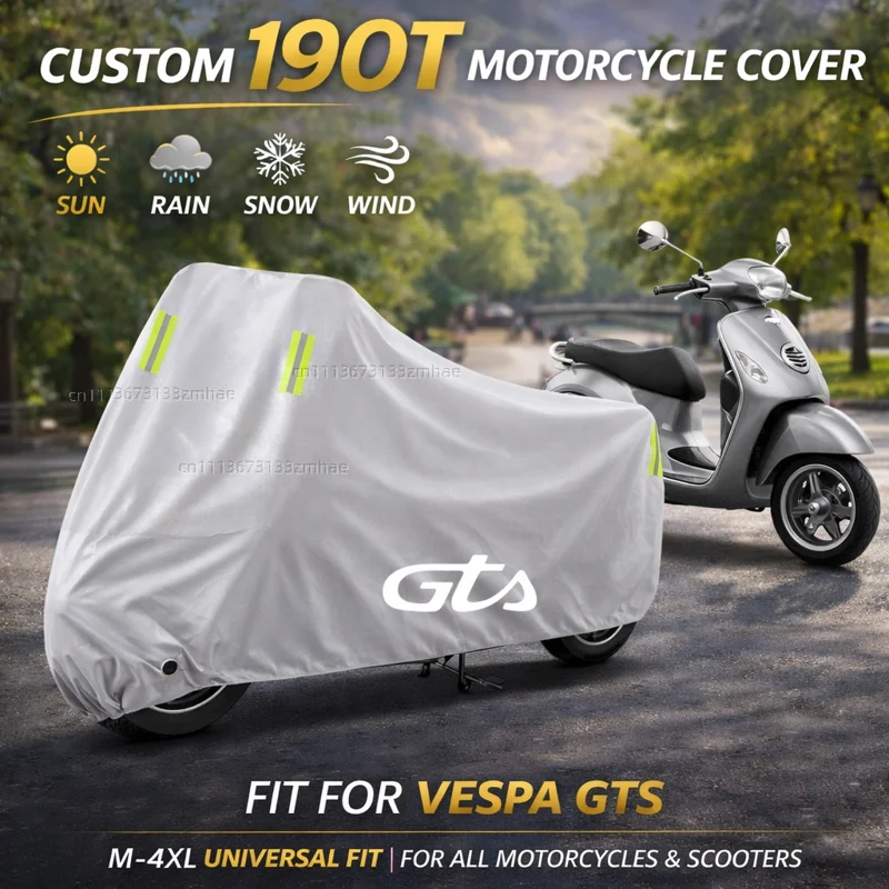 For Vespa GTS 125 150 300 Super 300 Super300 GTV 125 GTV 250 GTV 300 Outdoor Scooter Cover Waterproof Rain Dust Sun Protector