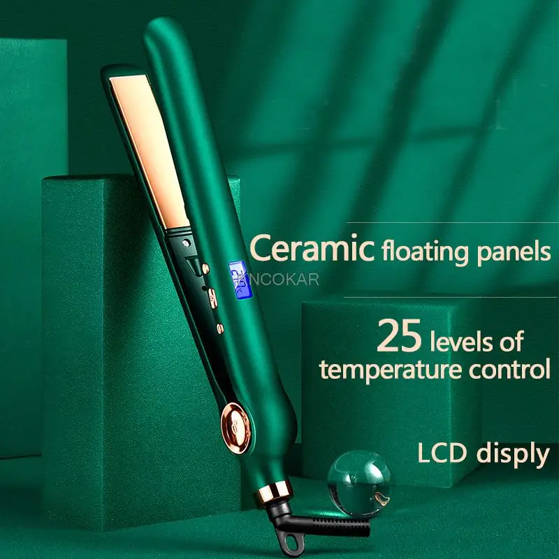 2 in 1Professional Titanium Flat Iron Hair Straightener with Digital LED Display Dual Voltage Instant Heating Hair Straightener